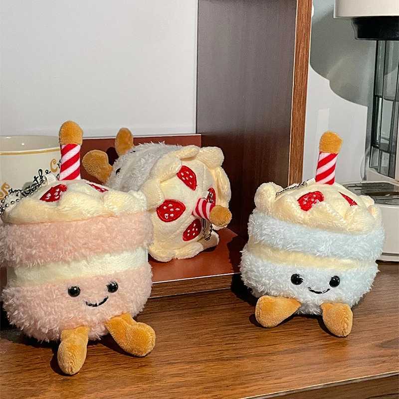 Cartoon birthday cake plush pendant toy simulation birthday cake keychain creative fun backpack decoration birthday giftXJ250409
