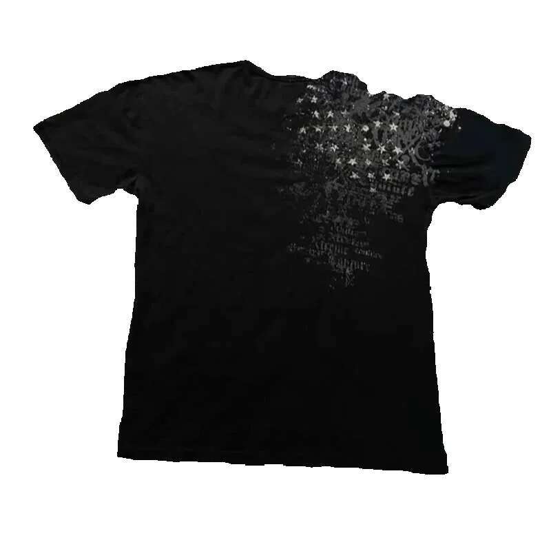 2000s Xtreme Couture Pattern Short Sleeve Men's Retro Cotton T-shirt Oversized Street Clothing Casual Cutting City Fashion Top