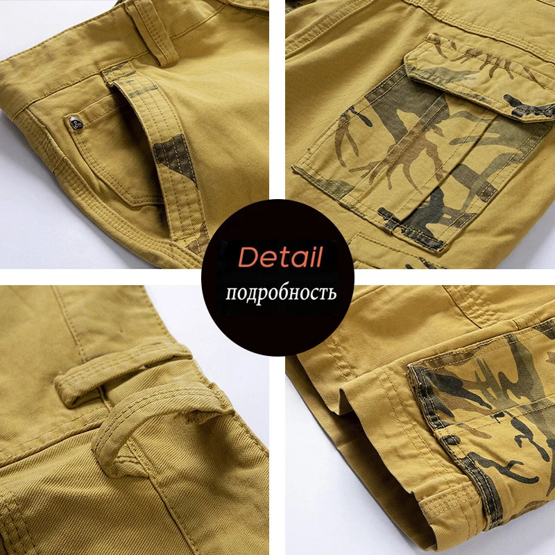 Summer Men Cargo Camouflage Shorts Mens Cotton Beach Multi Pocket Shorts Man Spring Casual Joggers Shorts Male Drop 250407