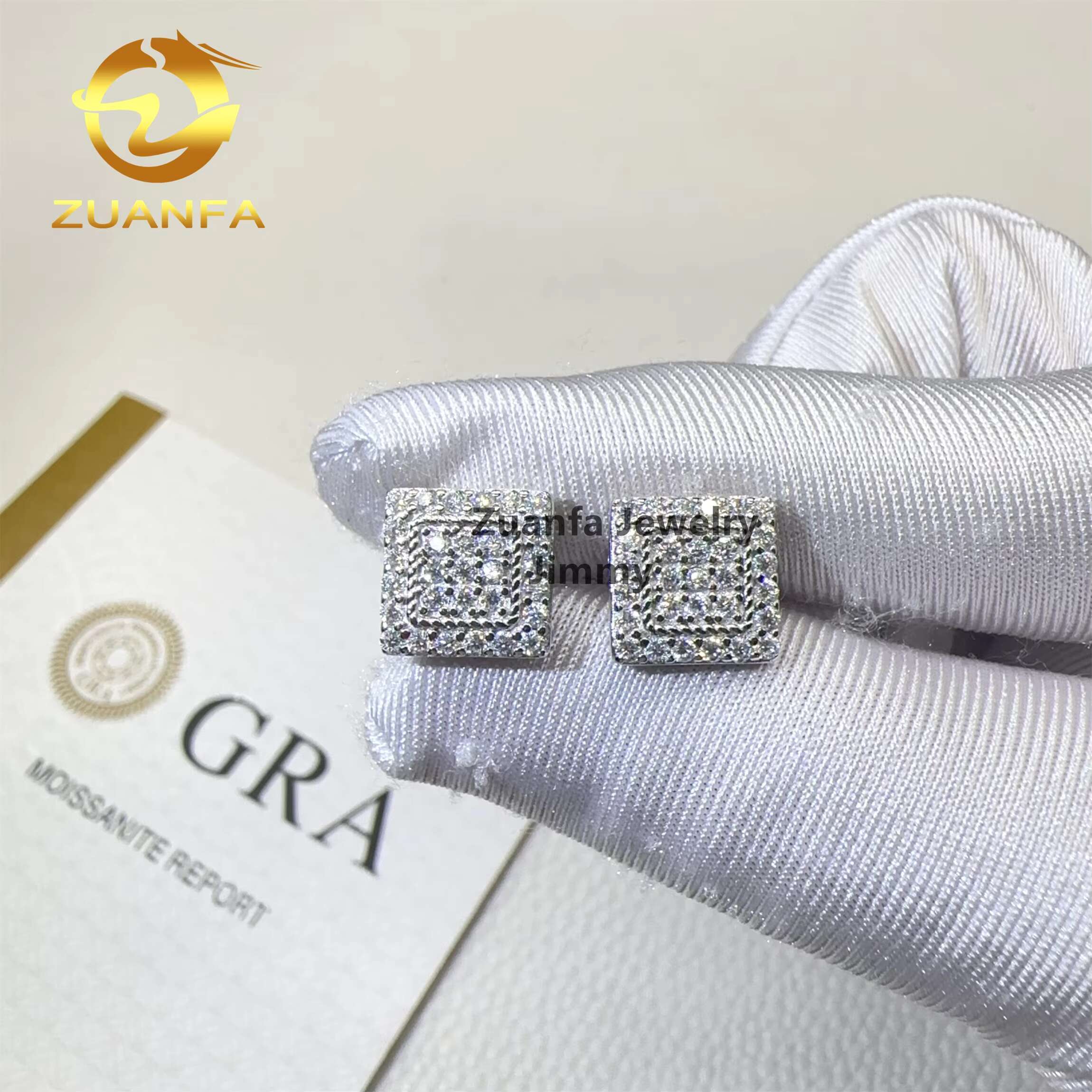 Retail Price New Design in Stock Iced Out Hip Hop Sterling Silver 925 Screw Back Flawless Moissanite Diamond Stud Earrings Men