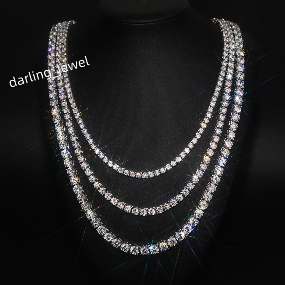 Wholesale Custom Chain Tennis Necklace 925 Sterling Silver GRA Moissanite Lab Diamond Hip Hop Tennis Necklace for Men