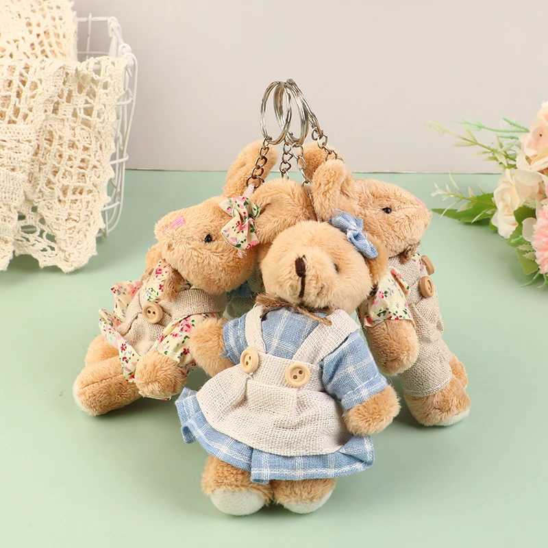 Cute clothing bear plush toy cartoon rabbit pendant soft filled doll keychain backpack car bag keyring decoration childrens giftXJ250409