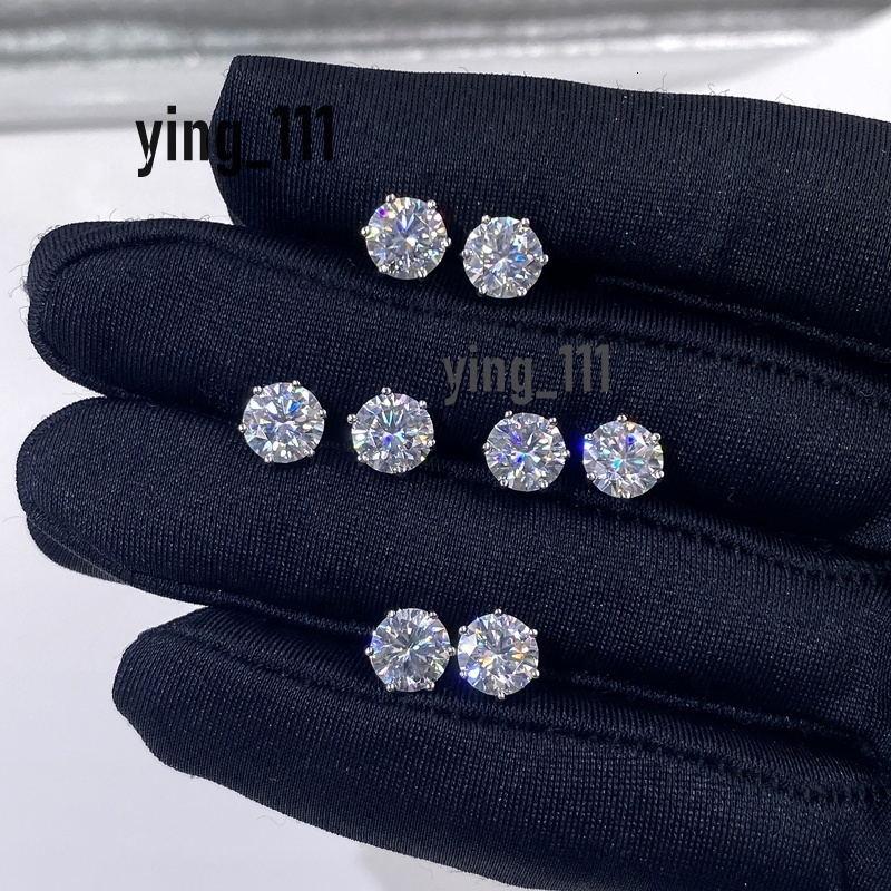 VVS Diamond Earring Factory Cheap Price Solid Gold Plated 925 Sliver Round Brilliant Cut Moissanite Hoop Stud Earrings Men Women