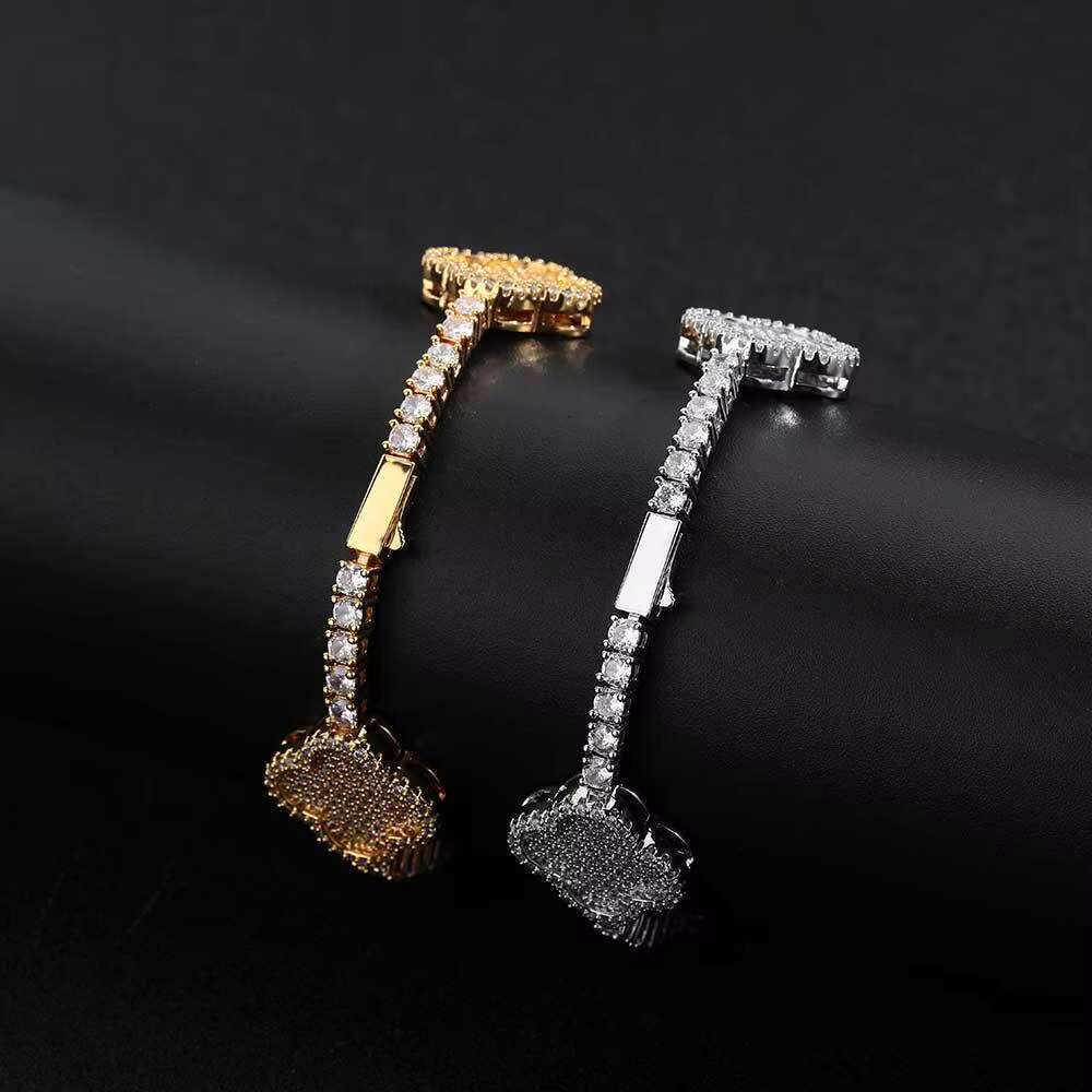 Luxury Jewelry 3mm 4mm Four Leaf Clover Design Moissanite Diamond Tennis Chain Necklace Bracelet