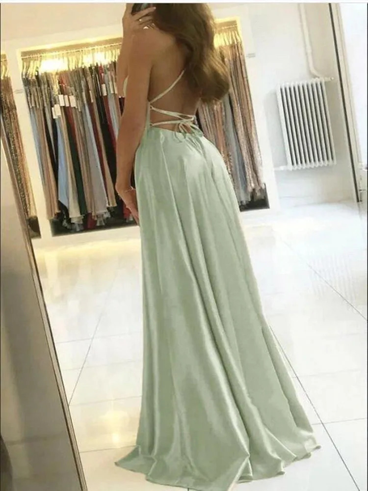 Burgundy satin beach maxi womens Christmas sexy side seam adjustable shoulder strap evening dance dress bridesmaid 250409