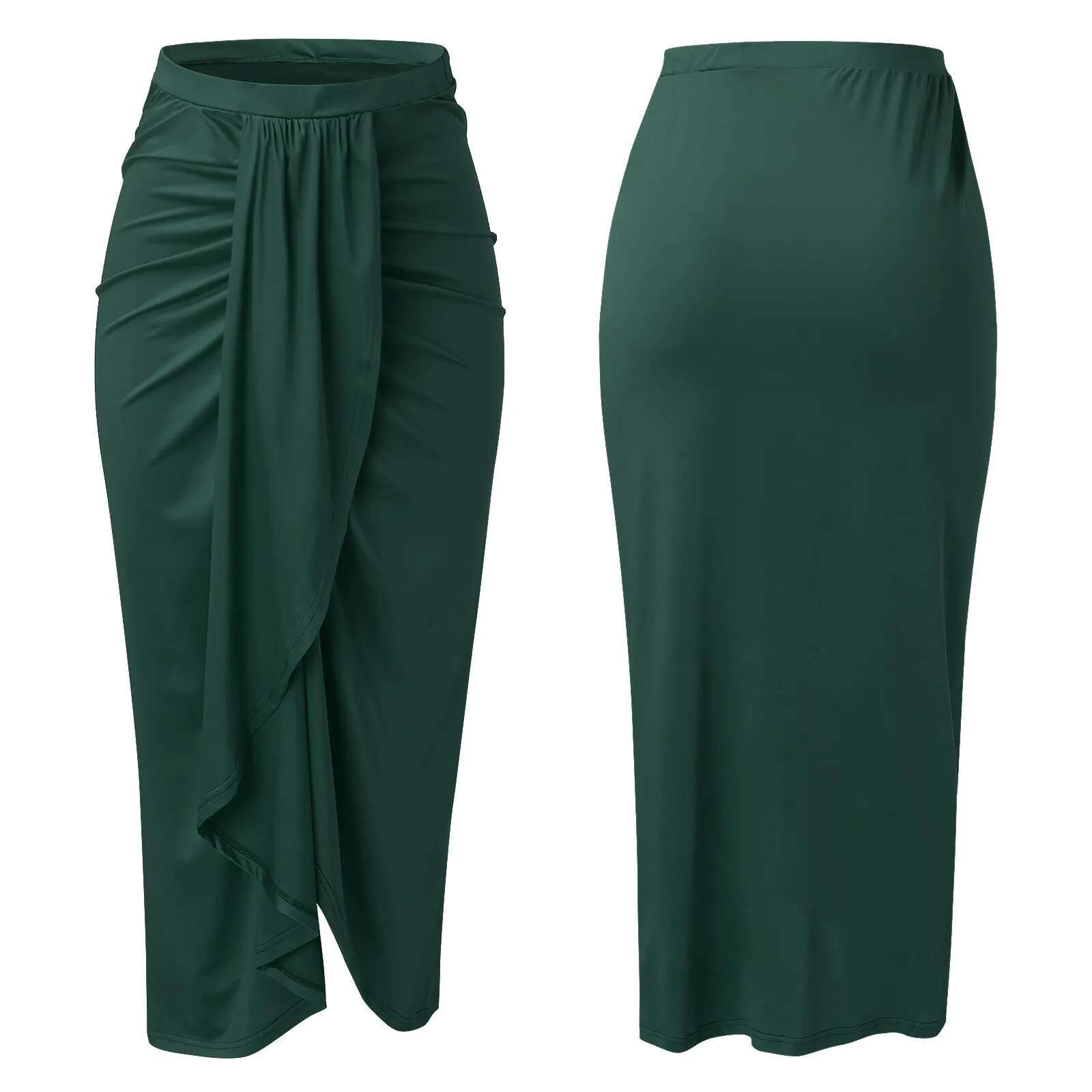 Dongdumaoyi Chic Elegant Party Wine Skirt Asymmetrical Casual Slit Wrap Falda Elastic High Waist Maxi Draped Skirts Womens Faldas Mujer