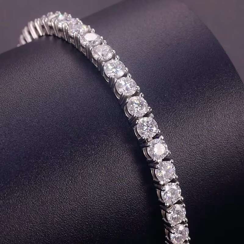 Fashion Hip Hop GRA 4mm VVS Moissanite Diamond Tennis Bracelet Womens 925 Sterling Silver Lab Grown Moissanite Tennis Bracelet