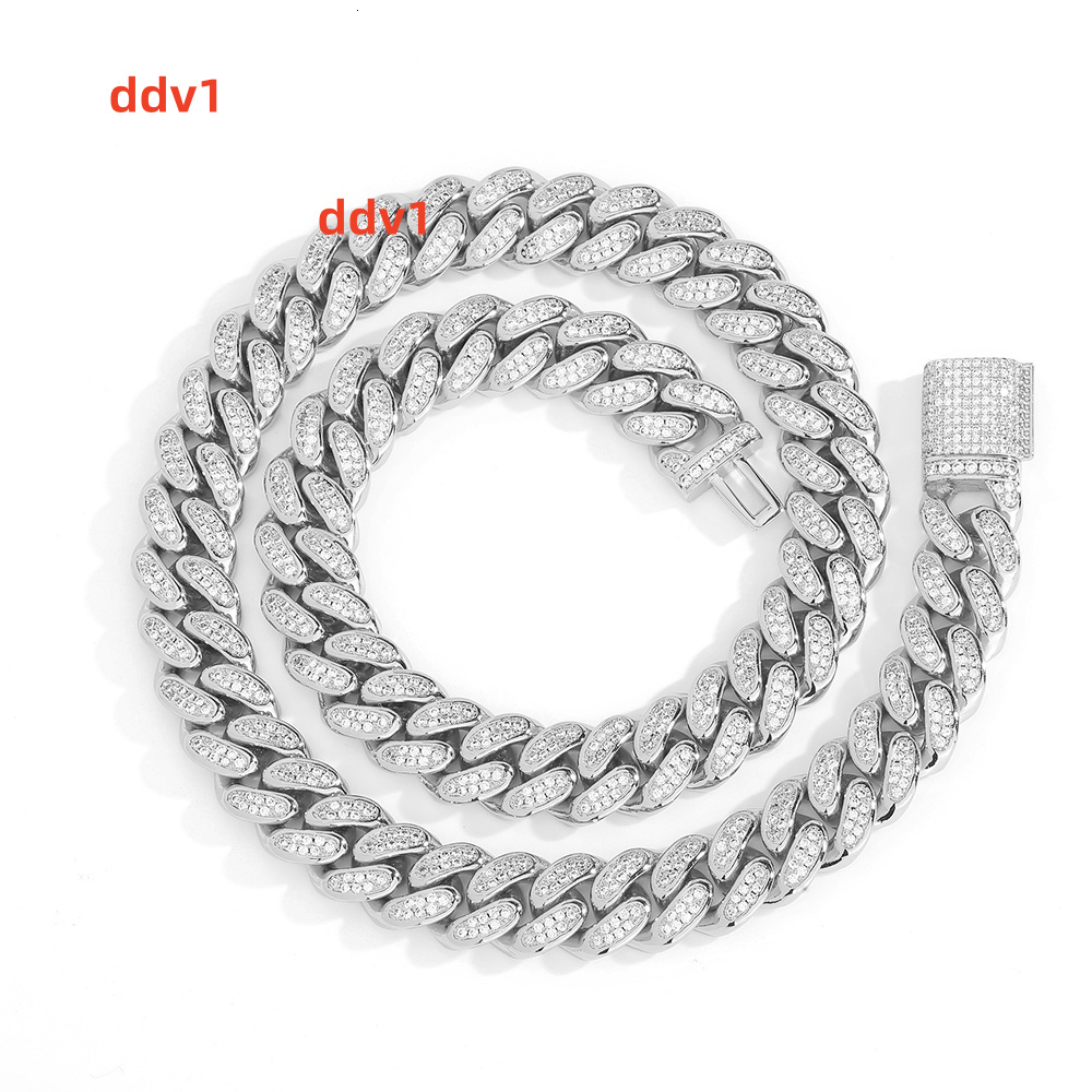 NUOYA Iced Out Two Row Diamond Cuban Chain D Color VVS Moissanite High Quality Custom 925 Silver Cuban Chain Hip Hop Jewelry