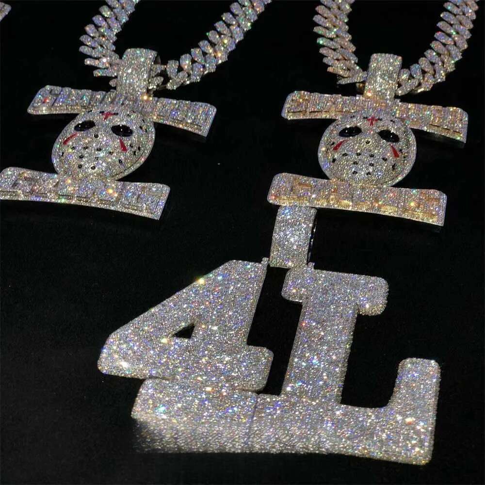 Custom Hip Hop Jewelry Rapper Letter Iced Out Baguette Initial Vvs Moissanite Pendant
