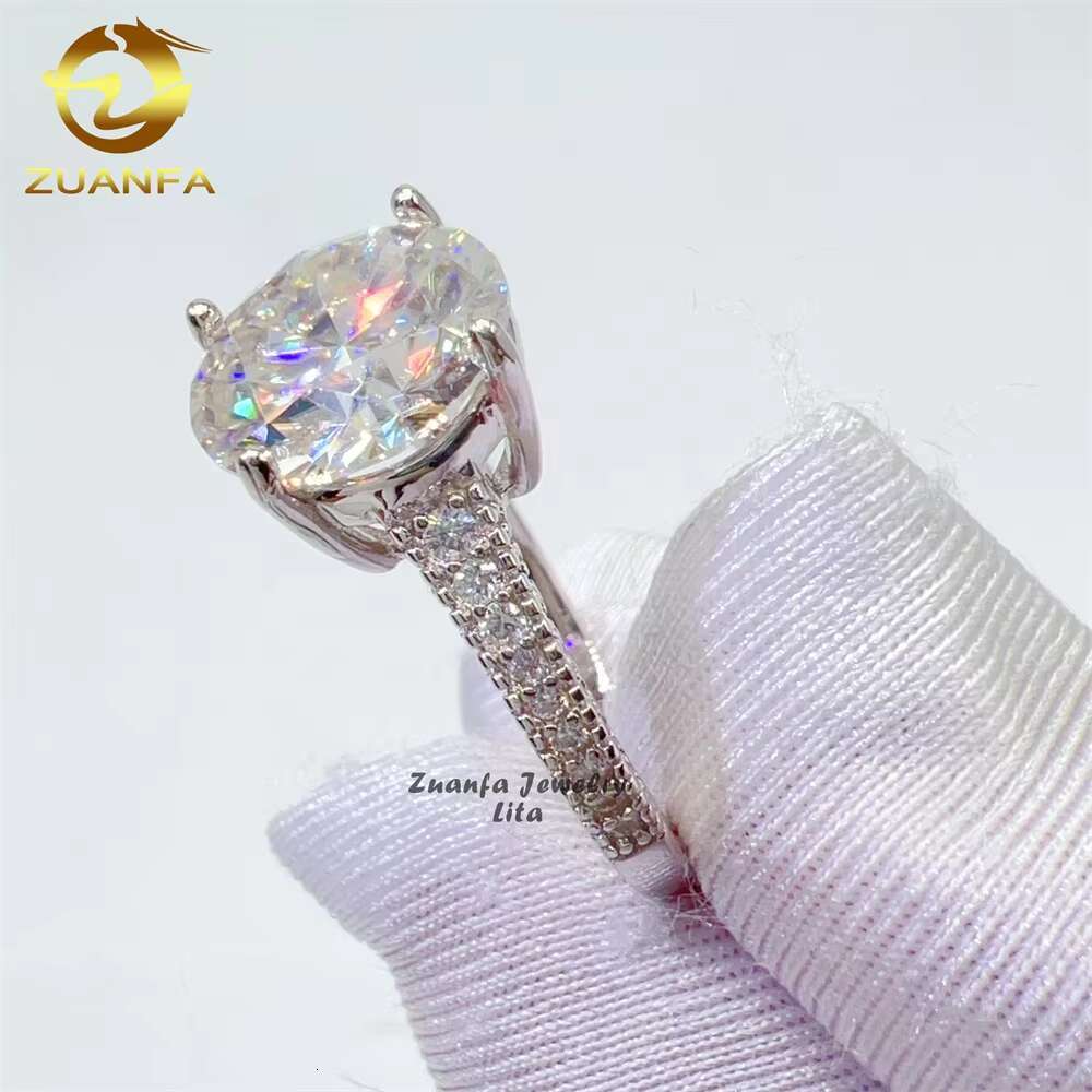 Luxury Vvs Diamond Women Wedding Ring 925 Silver Round 4ct Moissanite Engagement Ring