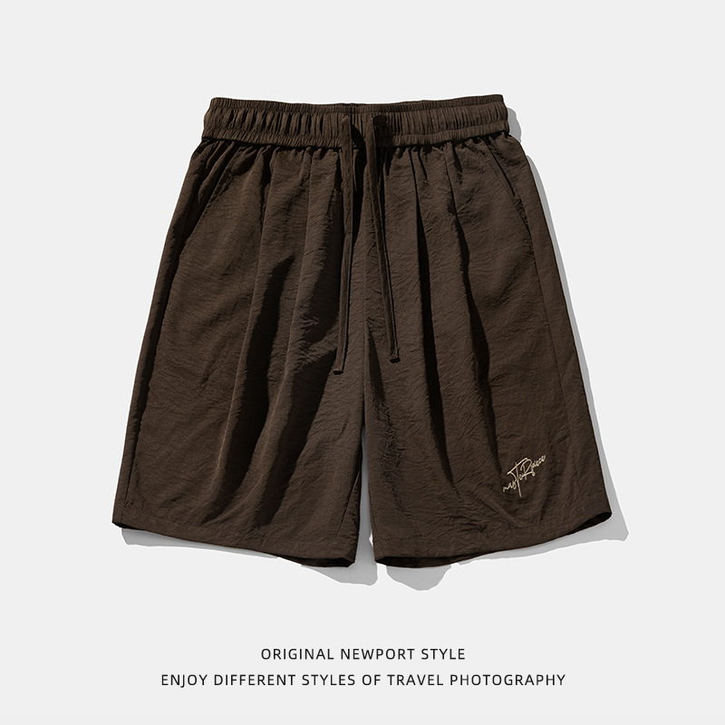 2025 New Designer Men Shorts Texture Micro Wrinkled And Pleated Casual Shorts For Men In Summer New American Letter Embroidered Sports Five Quarter Pa