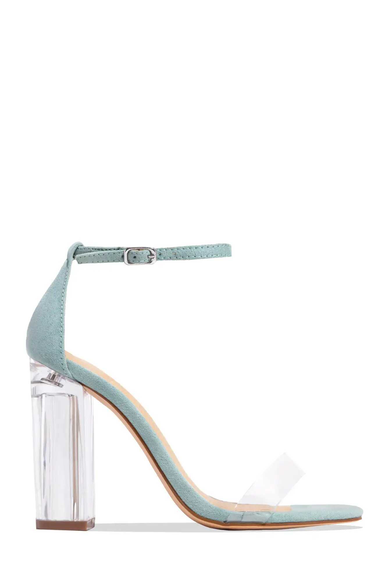 New Arrival Summer New Transparent Word Thick Heel Opening Toe Sandals Crystal Heel High Temperature Heel Female T250409