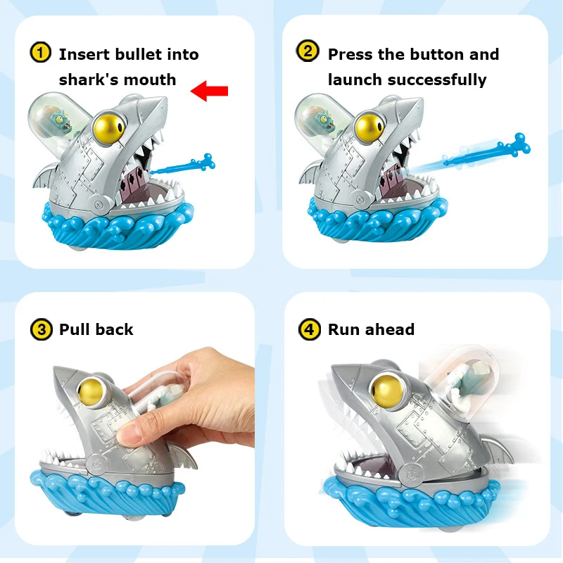 Plants Vs Zombies 2 Licensed Shark Mech Boss Pull Back Car Battle Set Bulk Stock Collectible Action Figures Strategy Game Family Kids Gift