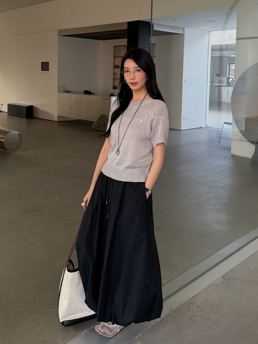G52160 High quality women's white fluffy flower bud skirt skirt spring and summer new a-line temperament skirt