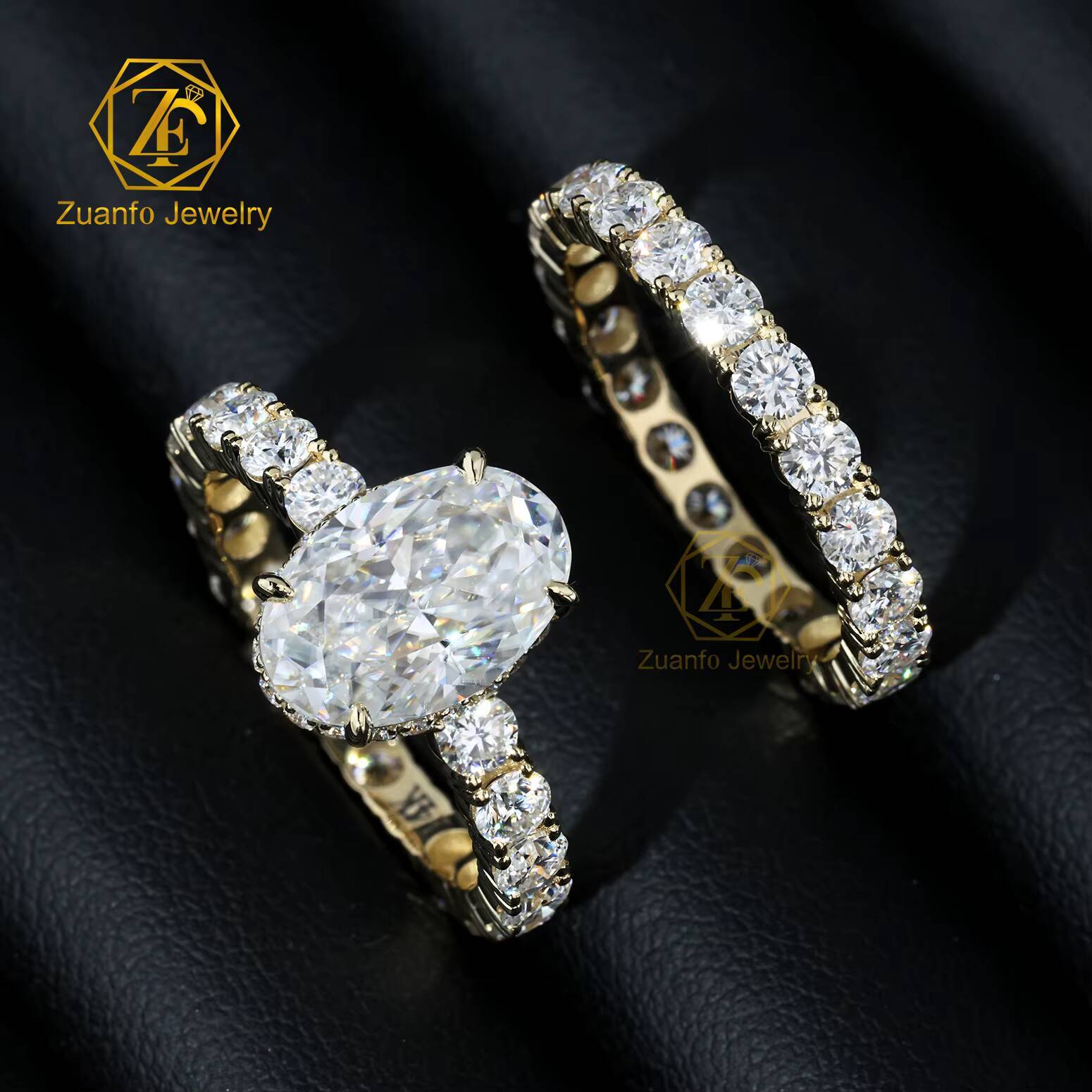 14K 18K Yellow Gold Vintage Engagement Ring 2CT 3CT Oval Moissanite Diamond Bridal Sets for Women Wedding Gift Party Anniversary