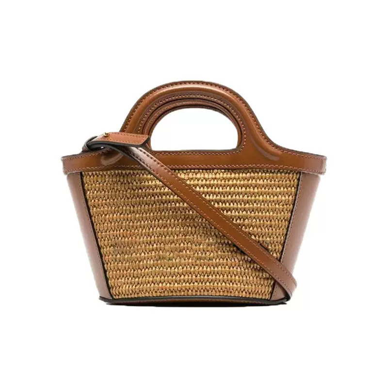 Shoulder Bags 2025 Cross Body Marne Mens Weaving Straw Raft with HandleWomens Designer Shoulder Basket Micro Trcal Beach Crossbody Bag Travel Handbag