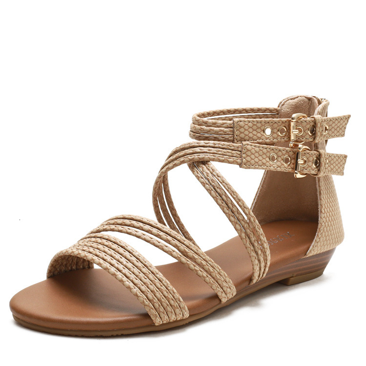2025 Summer New Slope Heel Sandals Open toed Women's Shoes Thick Soft Bottom Designer Fashion Cross Roman Cool Boots