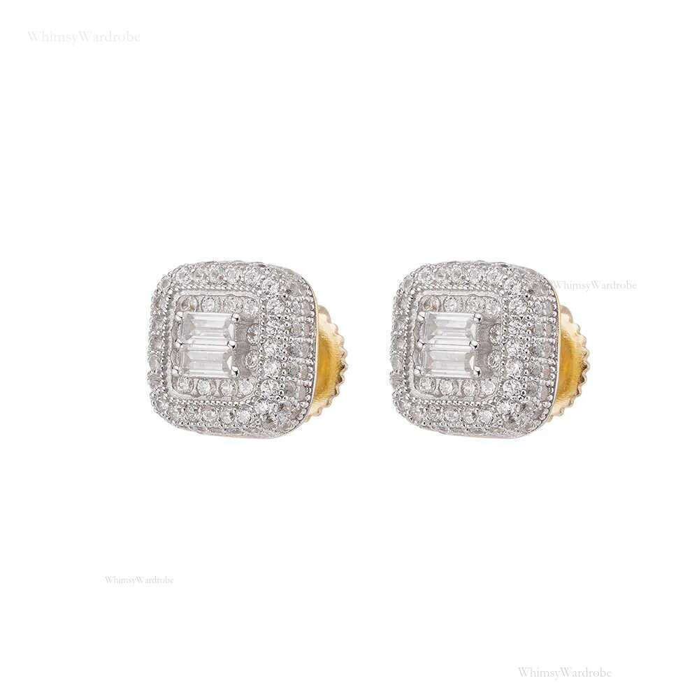 Vvs Quality Sterg Sier Women Moissanite Stud Earring For MenFine Jewelry Screw Back Gra Certificated Iced Out