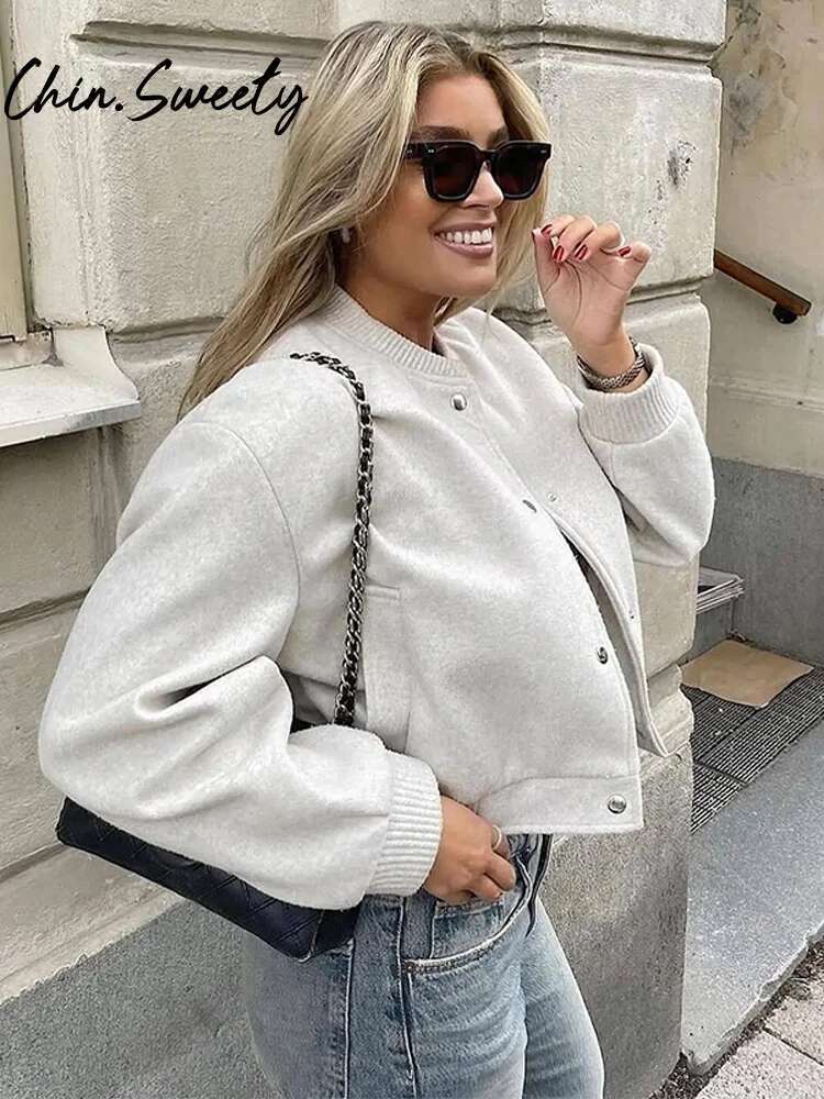 Sport Solid Women Short Coat Casual Long Sleeve Button Pocket Patchwork Female Outwear 2025 Spring Autumn Fashion Lady Jacket