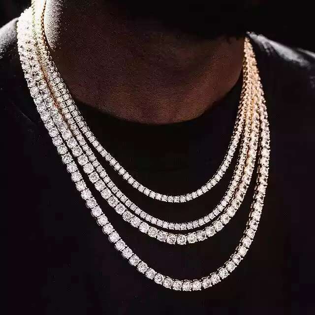 5mm gold-plated rhie stainless steel Cuban tennis chain ice cold necklace men's and women's accessories