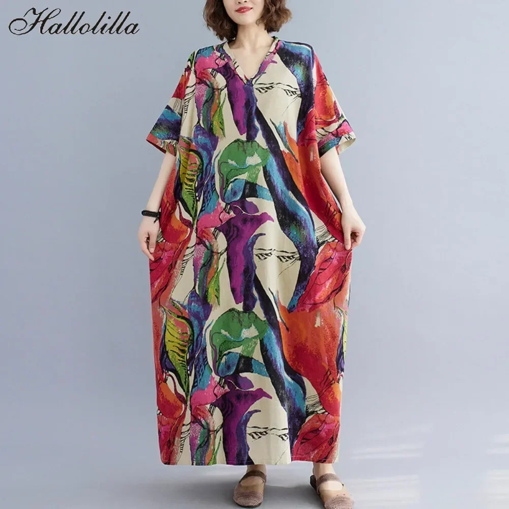Womens summer dress long skirt fashionable clothing cotton linen retro Harajuku elegant street 250409