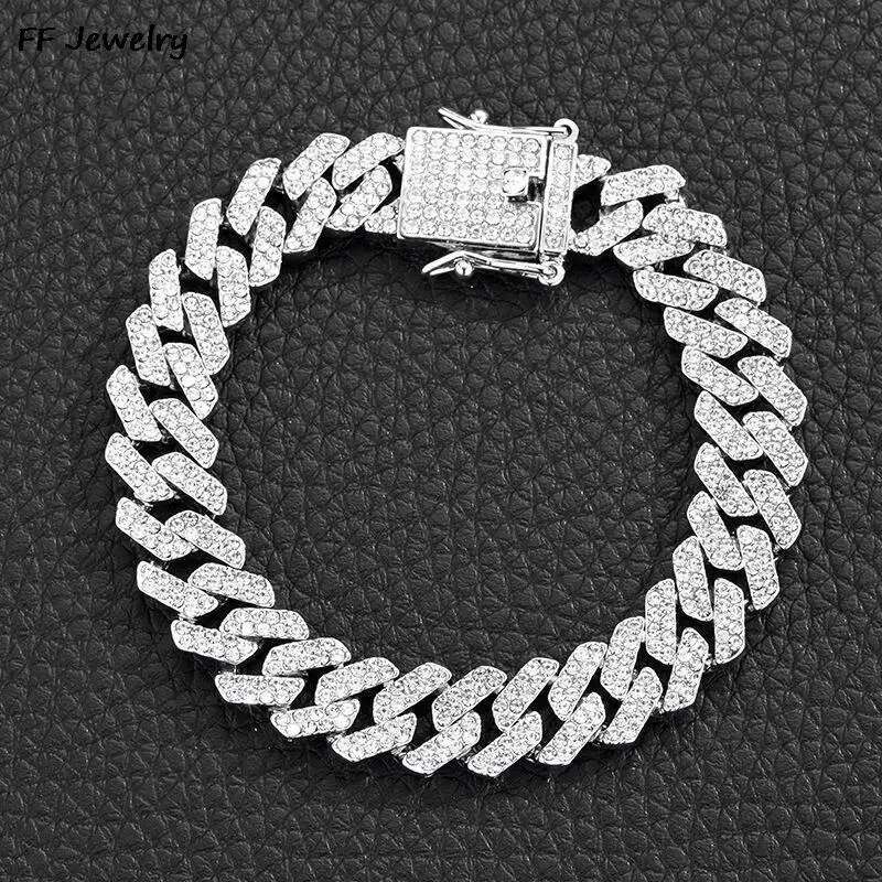 Men Women Hip hop Iced Out Bling Prong Cuban Chain Necklace 12mm Paved Rhinestone Link Chain Choker Necklace Fashion Jewelry