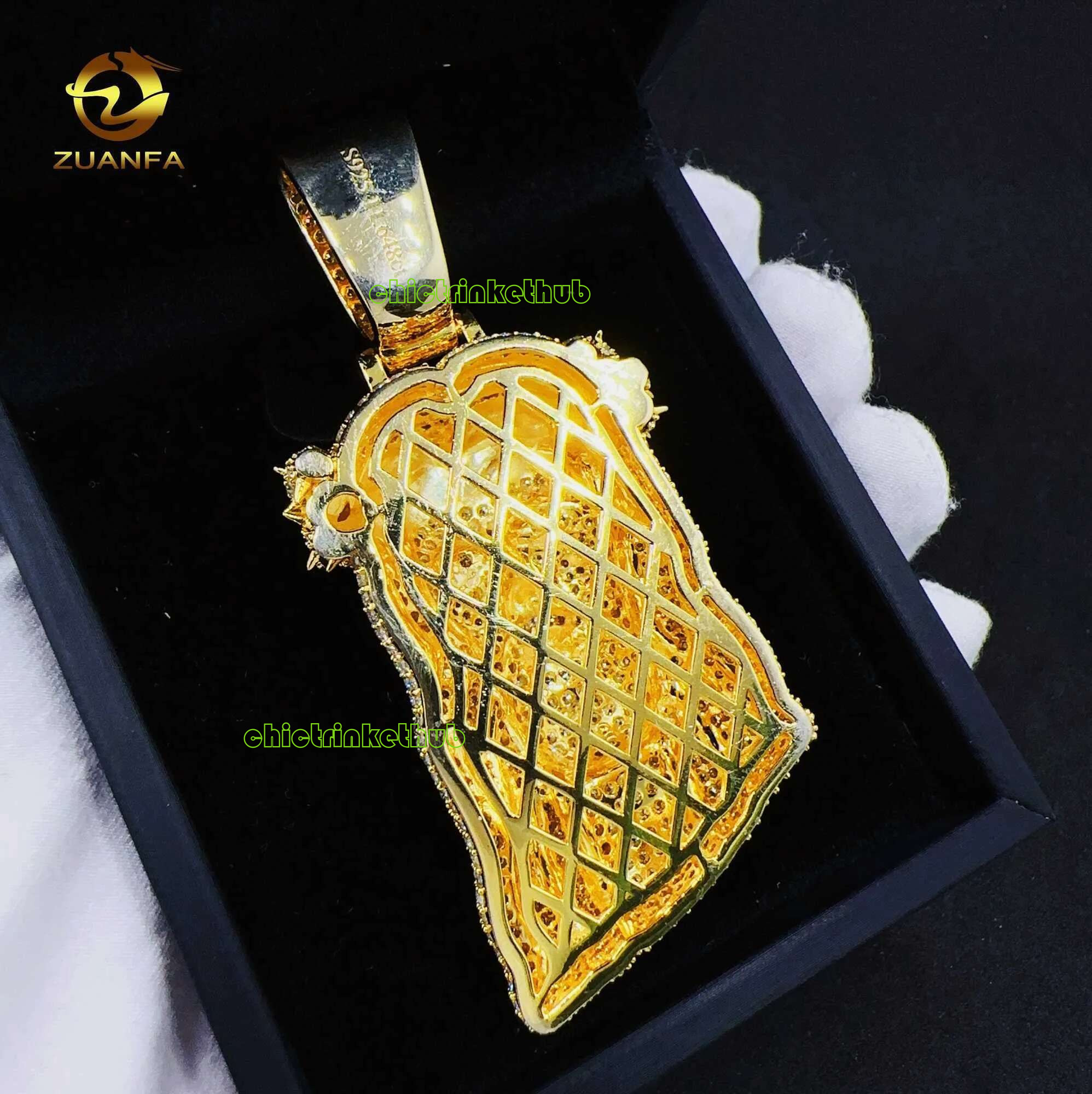 Fashion Vvs Moissanite Gold Plated Sterg Sier Jesus Head Pendant for Hip Hop Jewelry 10.20.15 necklace