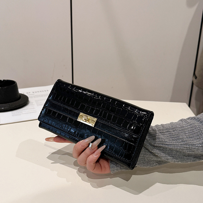 Designer Luxury Casual Clutch, Crocodile Pattern Long Wallet, Multi-functional, Fashionable, Large-capacity, Multi-card Slot Ladies' Wallet