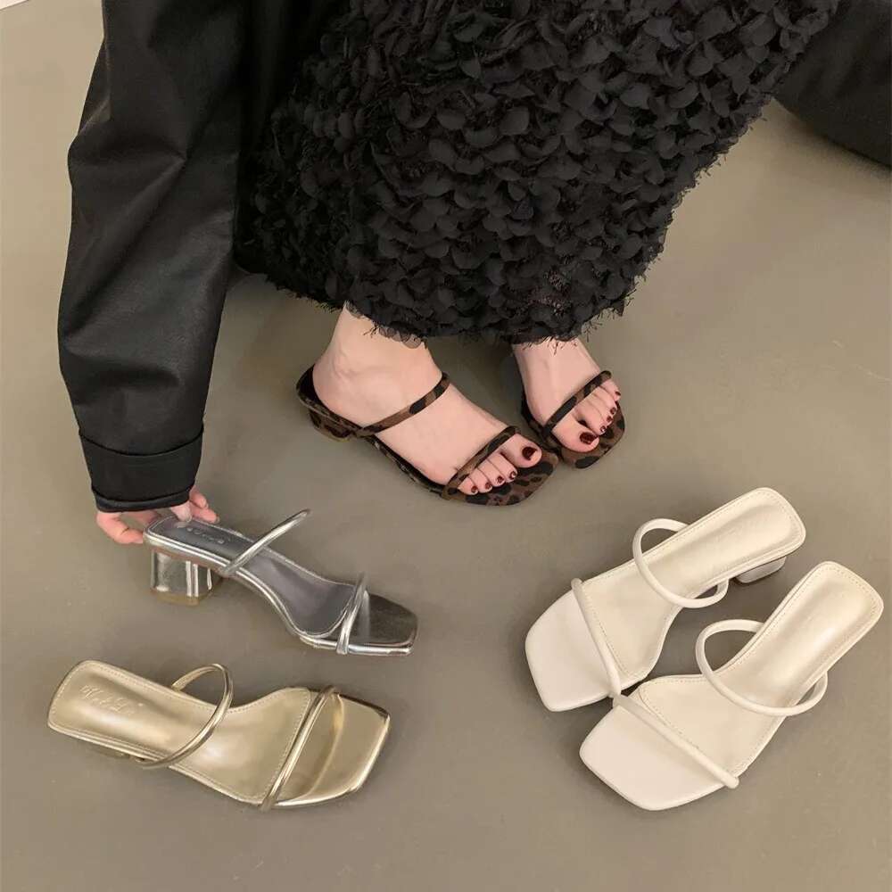 Rubber Low Shoes Rome Hoof Heels PU Fabric