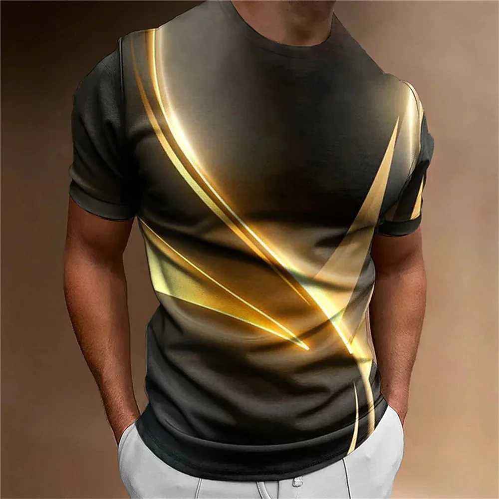 Mens T-shirt casual loose fashion retro black and white striped 3D printed T-shirt Harajuku society high-quality mens clothingXJ250409
