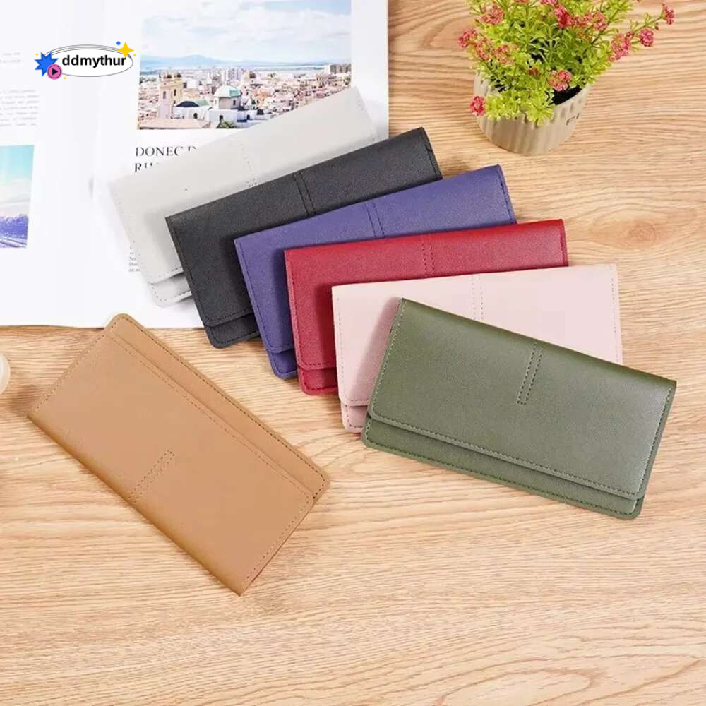 PU Leather Long Women Thin Wallets Large Capacity Female Coin Purses Hasp Clutch ID Credit Multi-Card Holder Money Bag Clip ddmythur