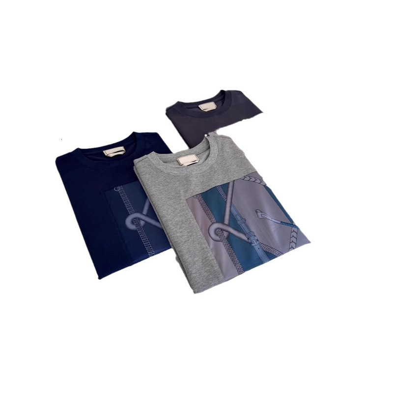 Nan You High-Quality Imitation Silk Combined With Pure Cotton Texture H Home Printed Pattern Round Neck Short Sleeved T-Shirt For Men