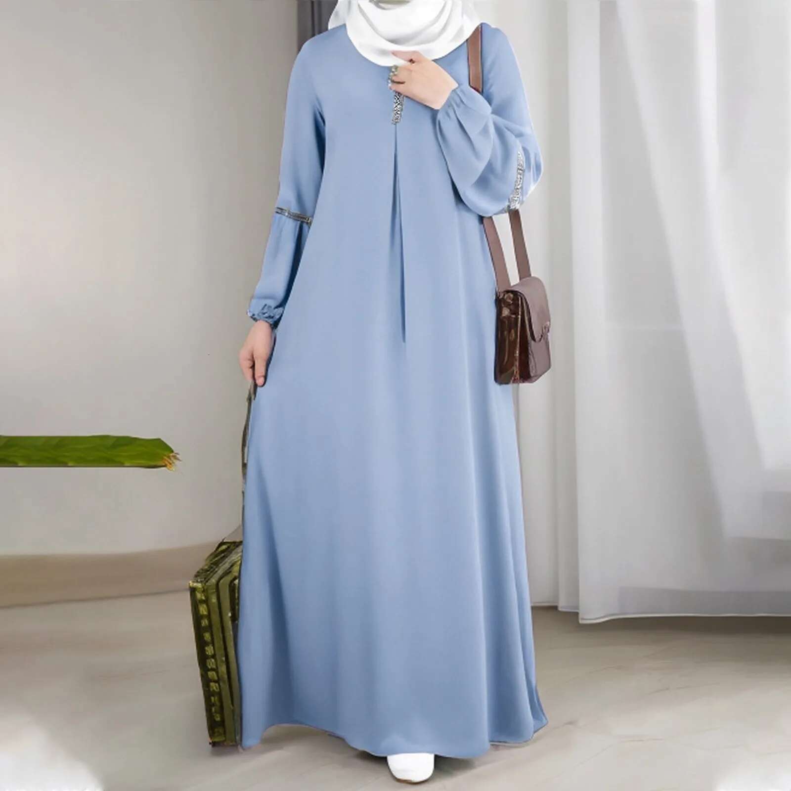 Dongdumaoyi Women S Muslim Dress Long Sleeve Abaya Middle Eastern Solid Loose Evening Robe Turkey Dubai Caftan Islamic Clothing Femme