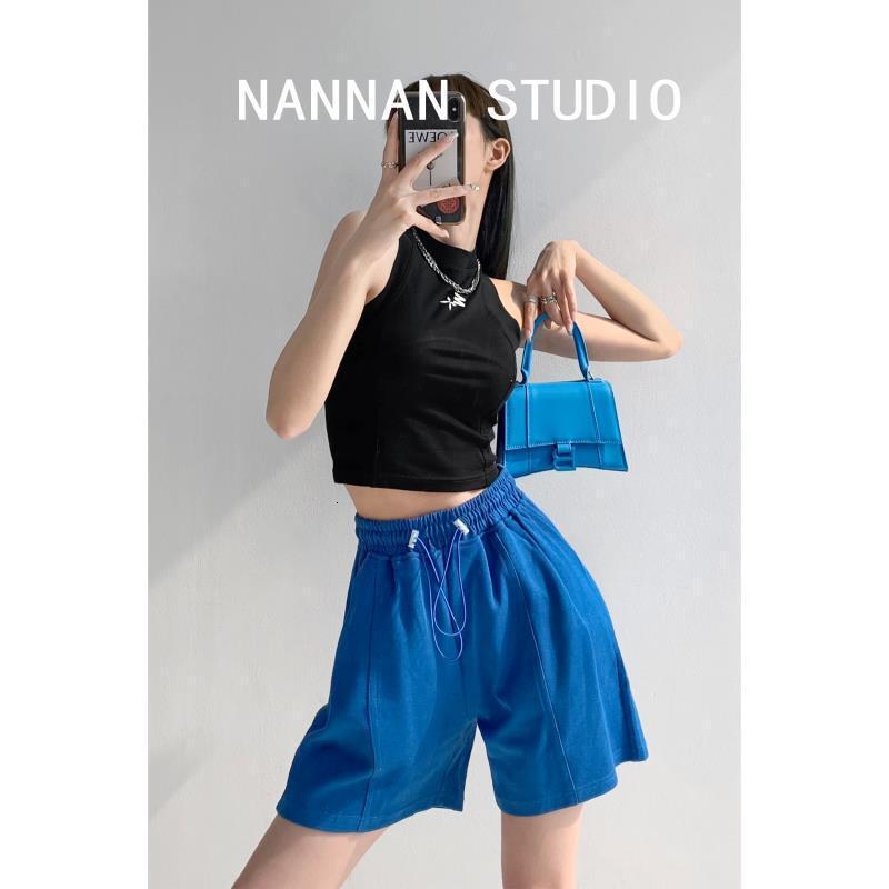 2025S Women s Designer Shorts Summer Spicy Street Slimming Sports Hot Pants Slimming Elastic Waist Loose 1/5 Casual Straight Middle Pants Fashion Beac