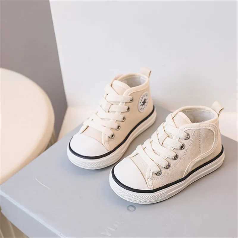 2024 new baby shoes canvas high top childrens casual shoes with soft rubber soles fashionable little boys and girls sports shoes X250409