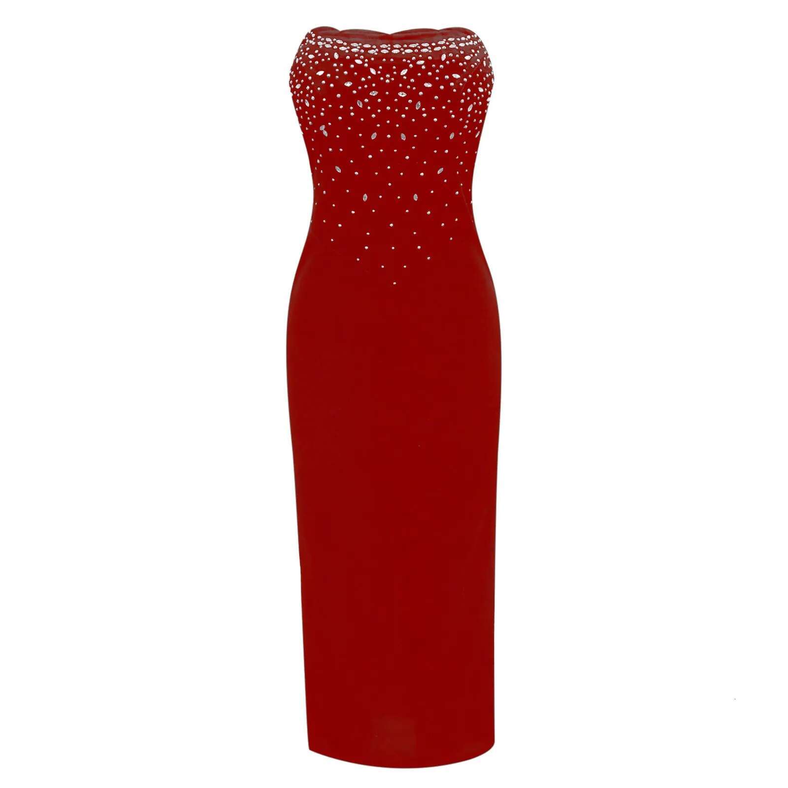 Dongdumaoyi Glitter Crystal Rhinestones Party Long Dresses Women Luxury Birthday Sleevless Backless Strapless Sexy Dress Clubwear Gown