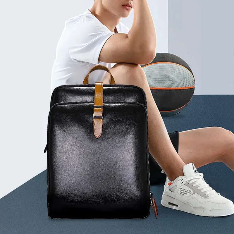 Split Waterproof Business Laptop Backpack Casual Student Schoolbag Leather Men Travel Backpacks New Design