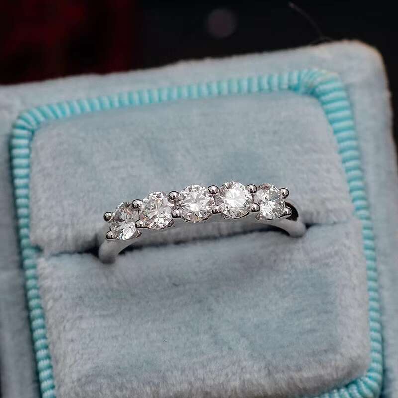Real Lab Grown Diamond Half Eternity Lab Diamond Hpht 3.5mm Round Cut Ring 18K White Gold for Women Engagement Wedding Ring