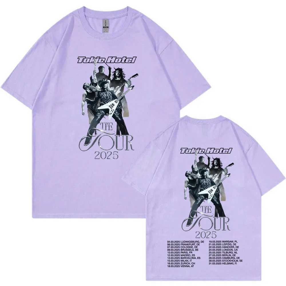 German rock band Tokyo hotel tour 2025 T-shirt mens hip-hop punk gothic T-shirt cotton casual loose short sleeved T-shirtXJ250409