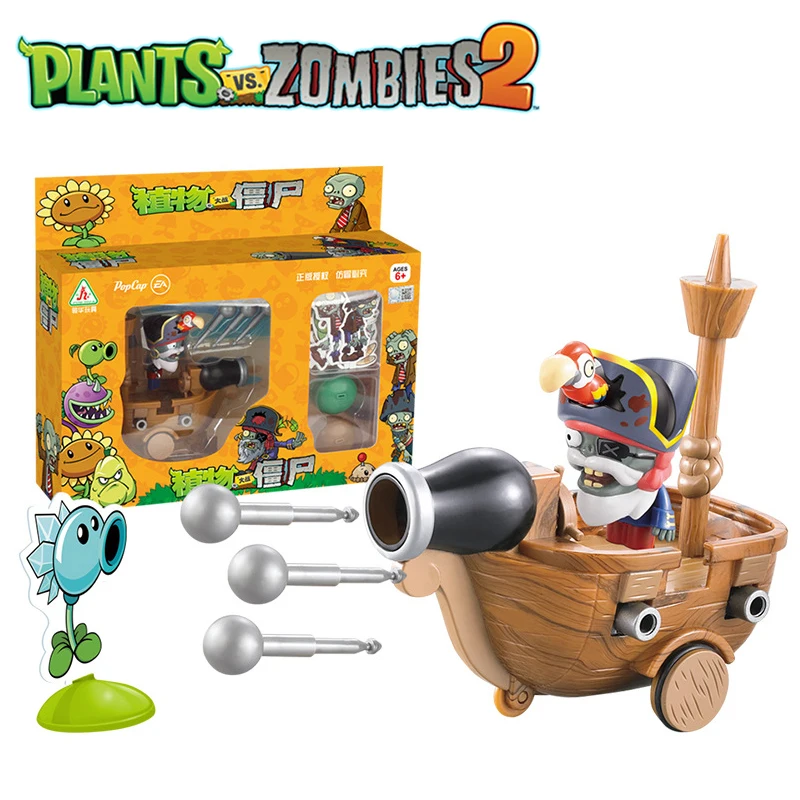 Plants Vs Zombies 2 Licensed Pirate Ship Zombie Pull-Back Vehicle Battle Set Bulk Stock - Action Figure Collectible Toy with Combat Game Interactive P