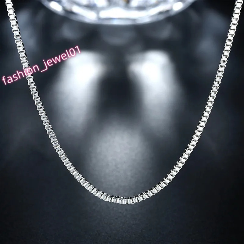925 Sterling Silver Necklace 16/18/20/22/24 Inches Fine 1.5MM Box Chain For Women Top Quality Fashion Jewelry Christmas Gifts