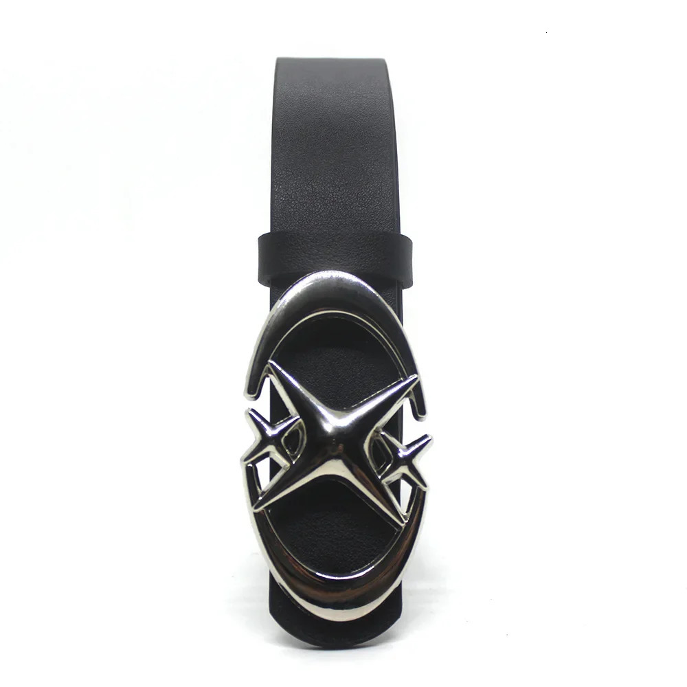 Men Women Belt Punk Star Buckle Vintage Cross Metal Gothic Y2k Belt Pu Leather Waistband Jeans Pants Decorative Belt 250409