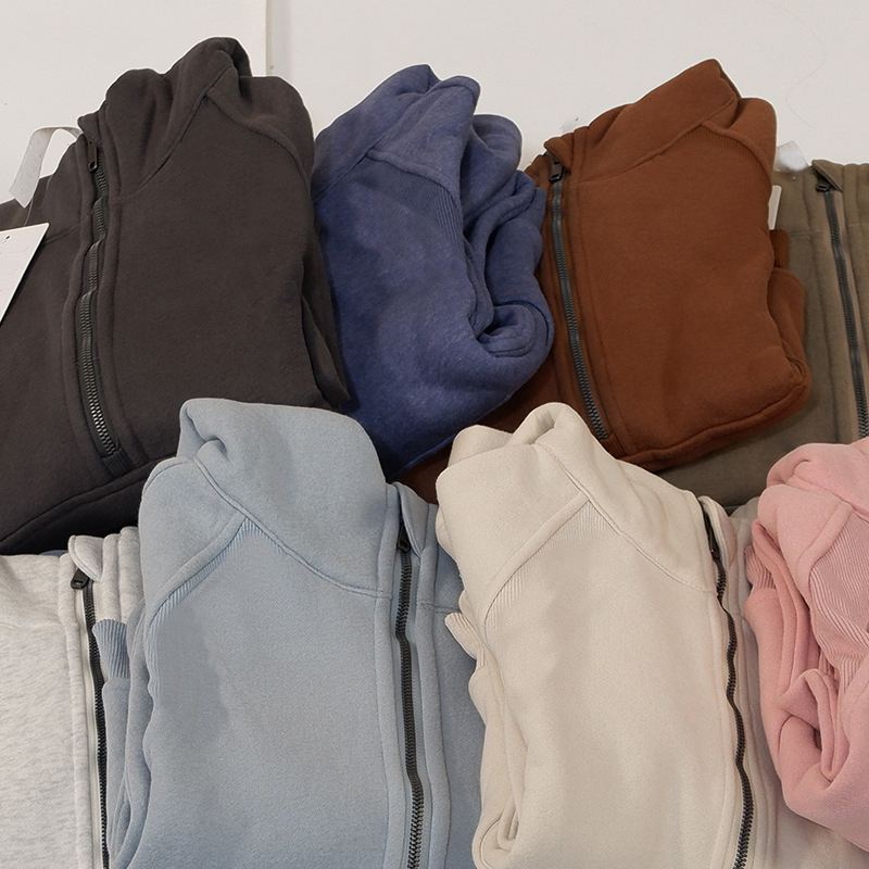 Yoga Thick Scuba Women Hoodies Sweatshirt Funnel Neck Lady Long Sleeve Half Zip Hoodie Yoga Sets Plus Velvet Designer Hoodies Jacket Pullover Loose Hoody Tracksuits