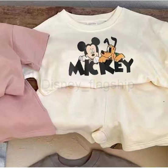 Disney 2024 summer baby short sleeved shorts set Korean casual set short sleeved cartoon printed casual two-piece set trendyXJ250409