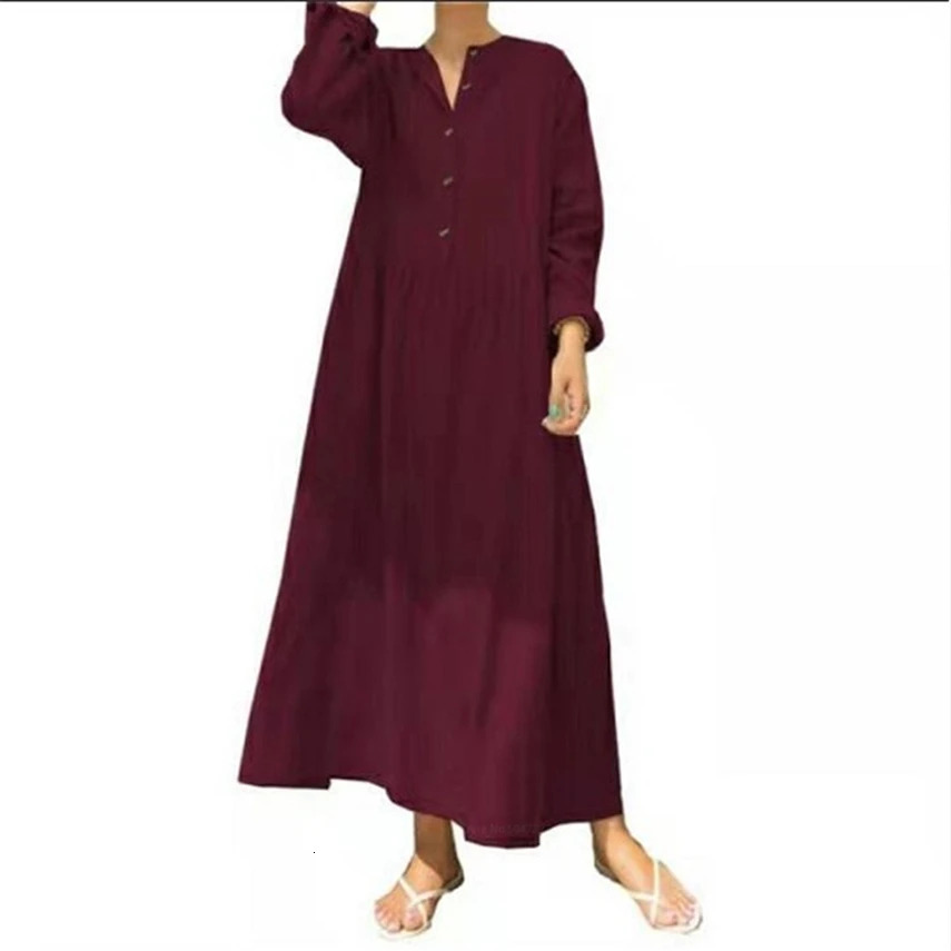Arab Dubai Solid Eid al Fitr Mubarak Leisure Party Islamic Clothing Long Robe Size Up 250409