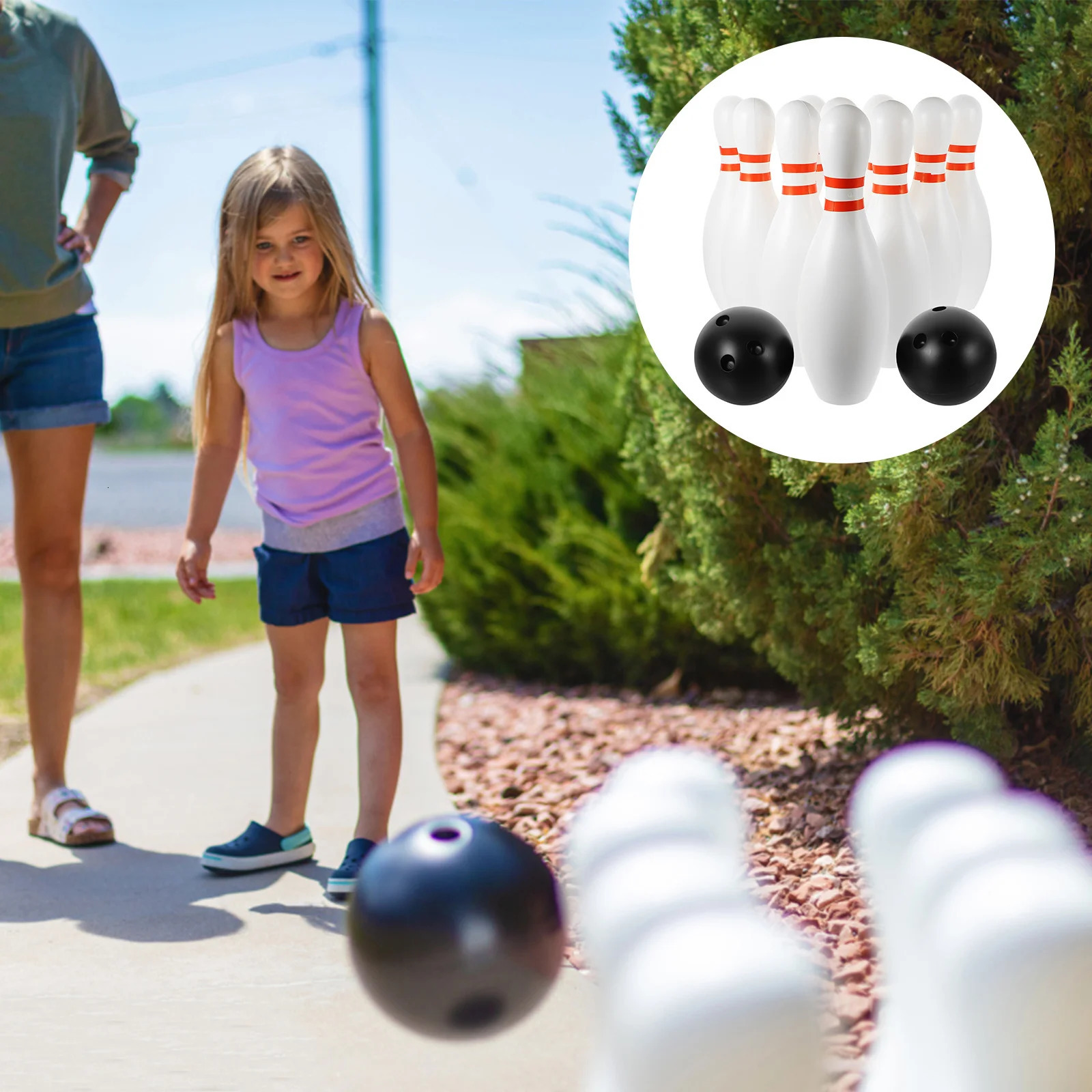 12 pieces of childrens bowling set 10 pieces of white 2 pieces of balls environmentally friendly non educational toys perfect gift 250409