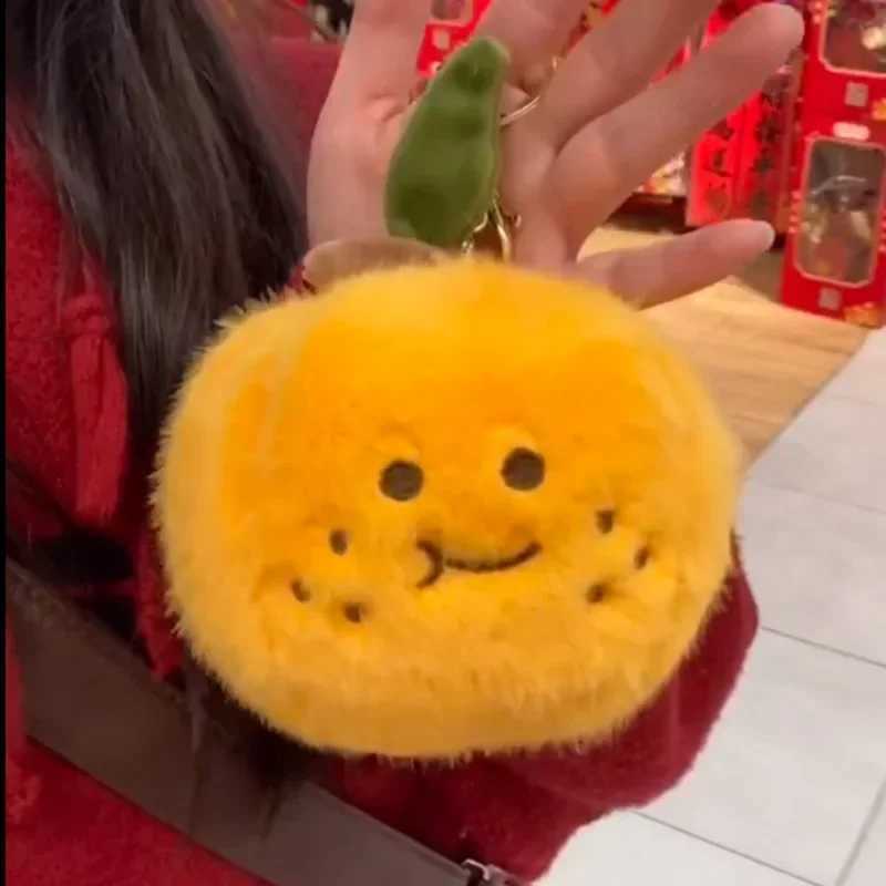 Kaii peelable orange seed fruit plush toy filled with soft simulated food keychain backpack pendant cartoon toy doll childrens giftXJ250409