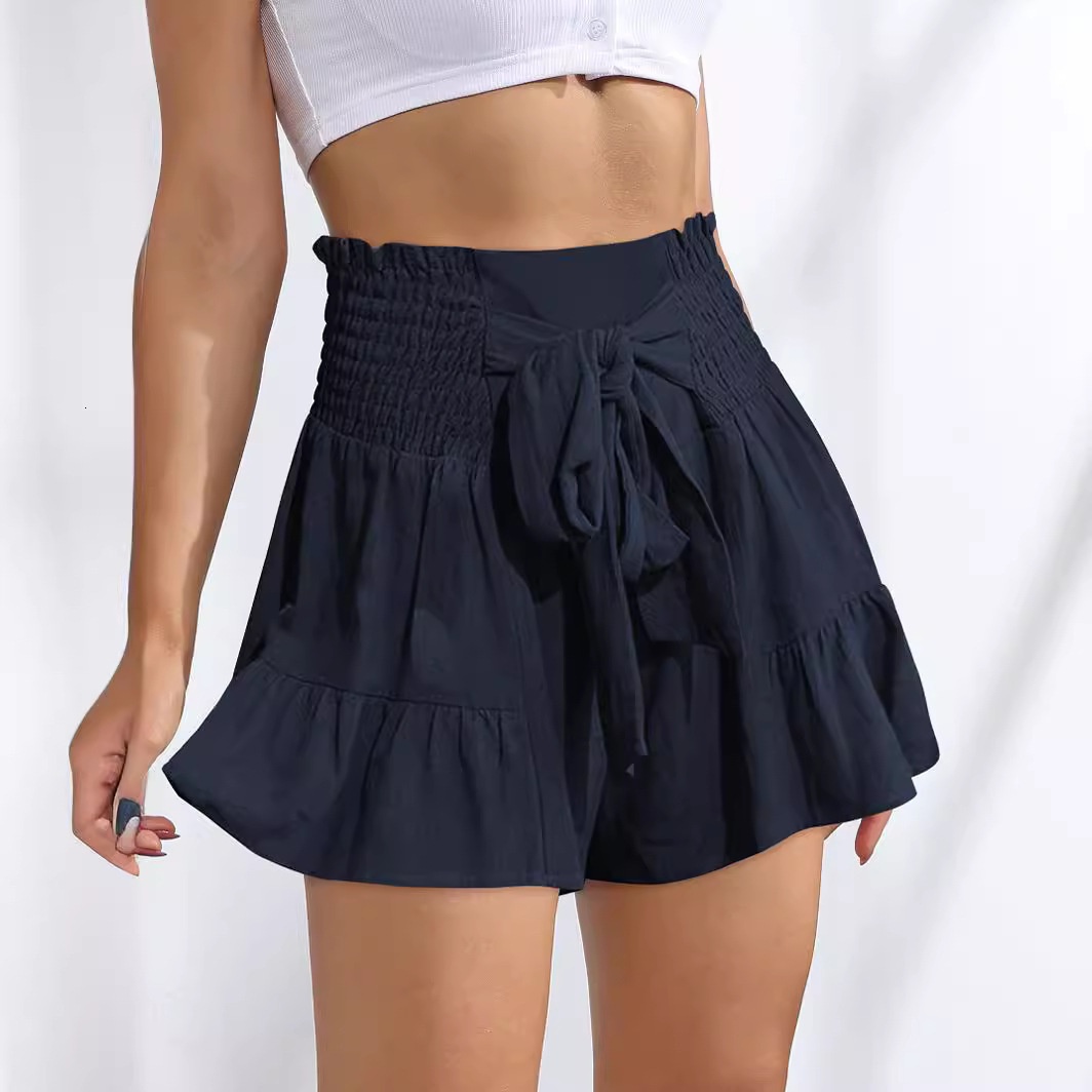 2025S Designer Shorts For Women Summer New Strap Ruffled Edge Fashion Women S Wide Leg Shorts Drop Feel Versatile Casual Dress Pants Beach Pants