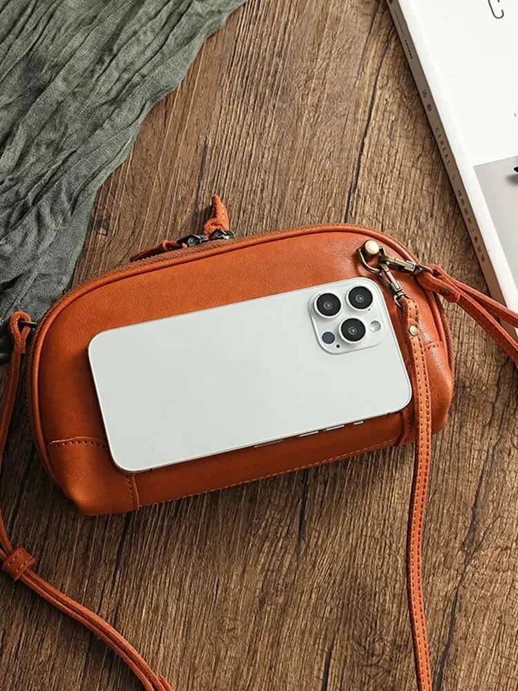 Handmade Genuine Leather Shoulder Women 2025 Sg Bag Zipper Small Bag For Phone Wallets Crossbody Bags Female Clutch