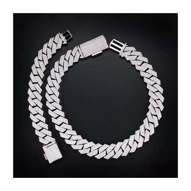 Customized 20mm 4Rows Moissanite Dia Iced Out Miami Cuban k Chain Bracelet Sterg Sier Hip Hop Jewelry Necklace
